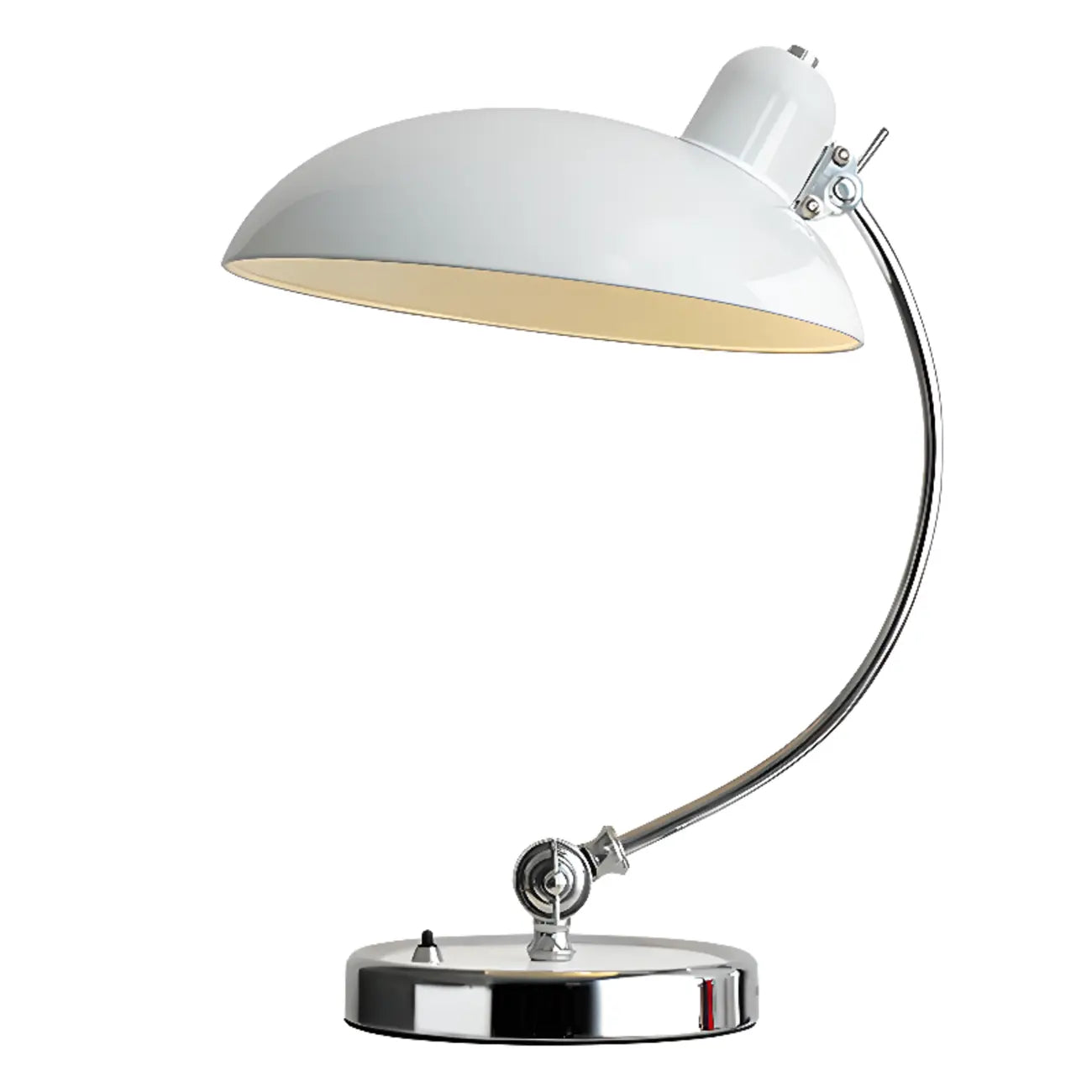 Lampe de table arquée argentée à brancher pour salon