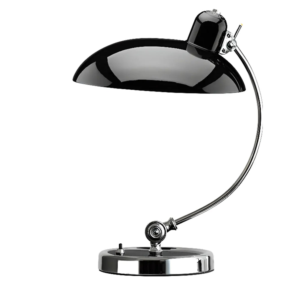 Lampe de table arquée argentée à brancher pour salon