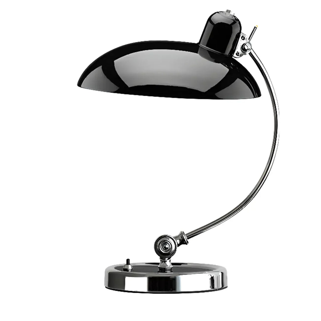 Lampe de table arquée argentée à brancher pour salon