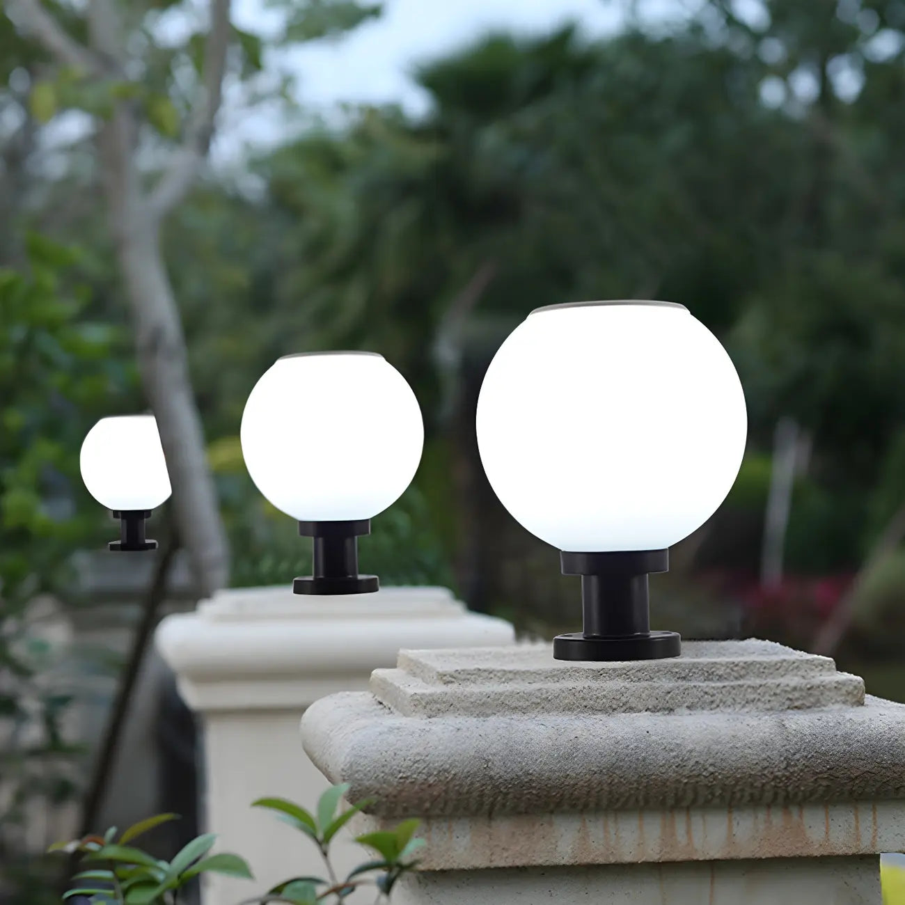 Lampe de table LED globe classique avec abat-jour blanc pour jardin