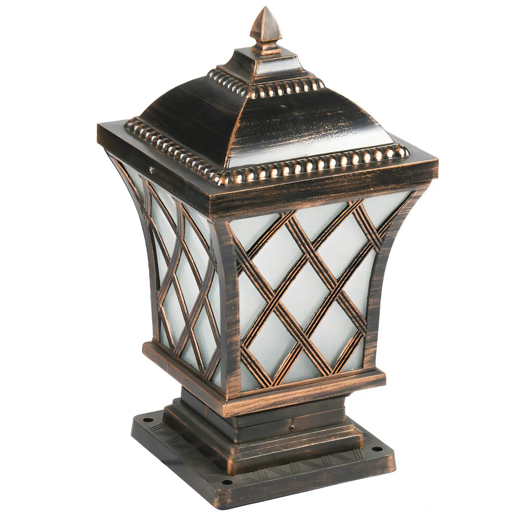 Lampe de table carrée noire d'extérieur avec design de lanterne