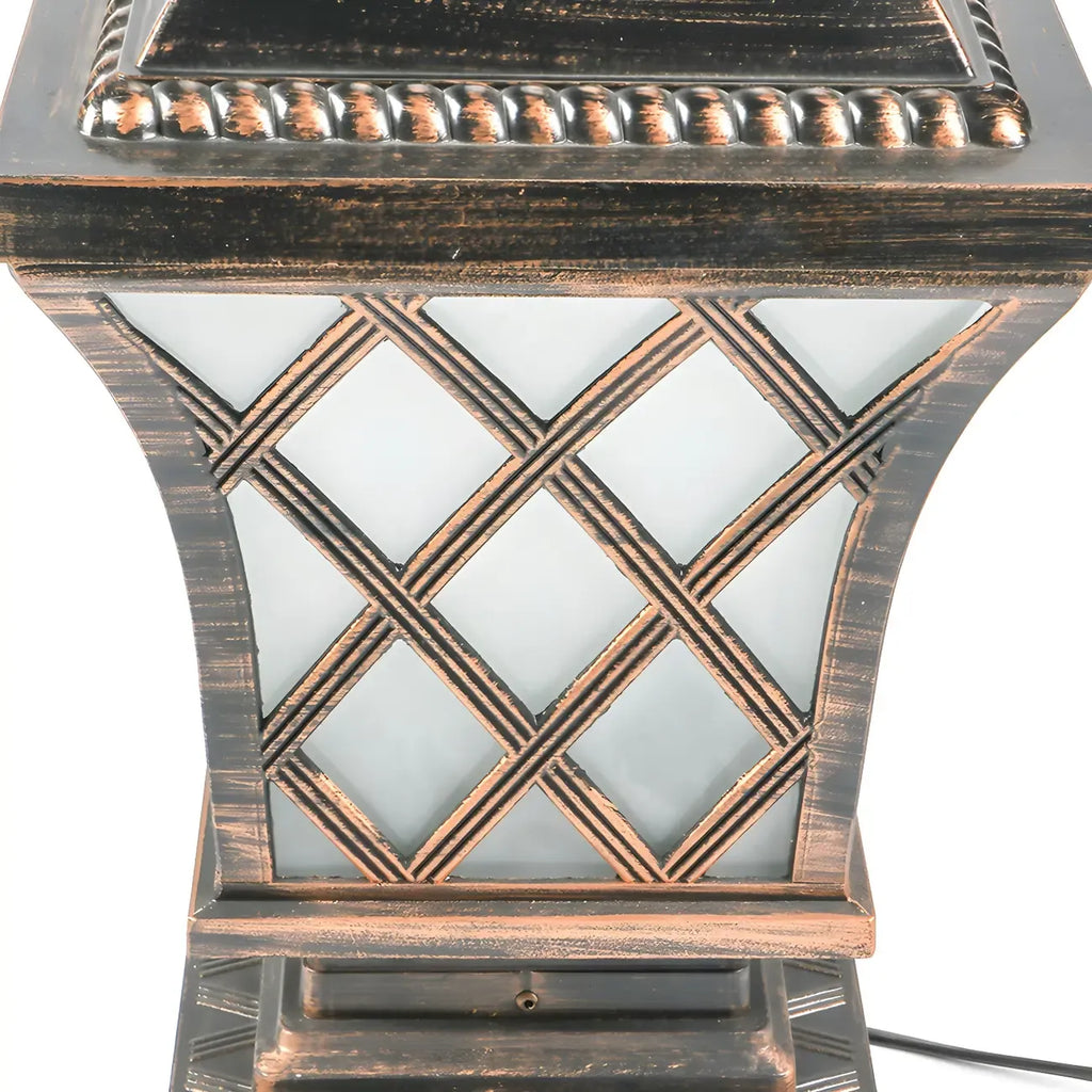 Lampe de table carrée noire d'extérieur avec design de lanterne