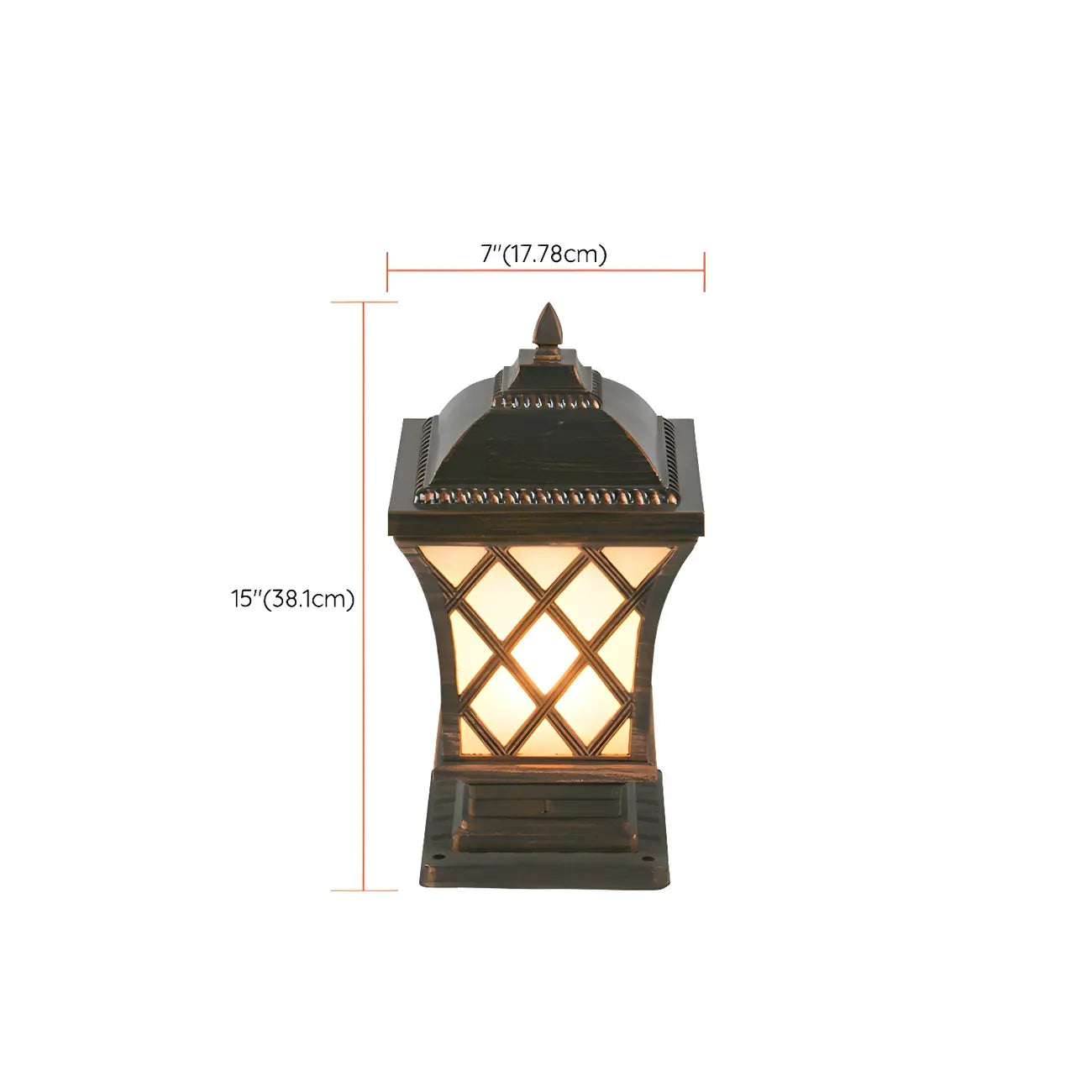 Lampe de table carrée noire d'extérieur avec design de lanterne