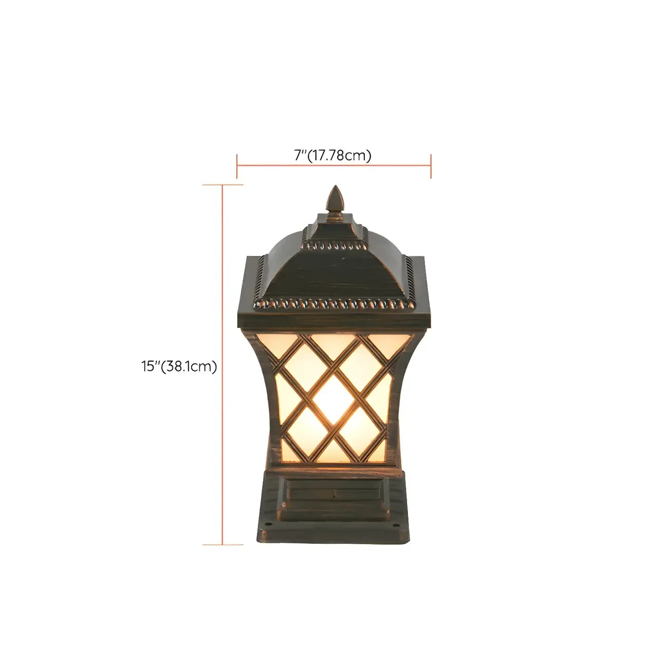 Lampe de table carrée noire d'extérieur avec design de lanterne