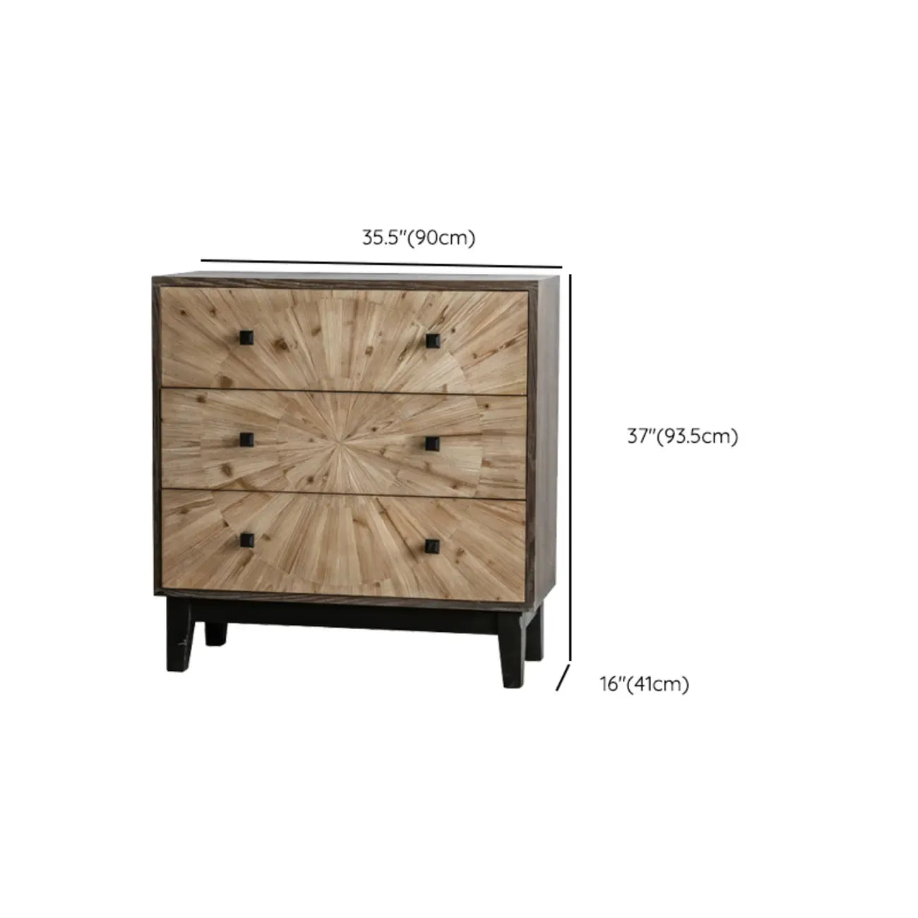 Charmante commode en bois de style célibataire, finition naturelle