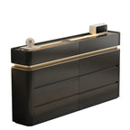 Commode double horizontale en bois couleur crème, éclairage inclus