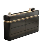 Commode double horizontale en bois couleur crème, éclairage inclus
