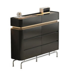 Commode double horizontale en bois couleur crème, éclairage inclus