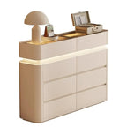 Commode double horizontale en bois couleur crème, éclairage inclus