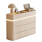 Commode double horizontale en bois couleur crème, éclairage inclus