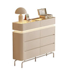 Commode double horizontale en bois couleur crème, éclairage inclus
