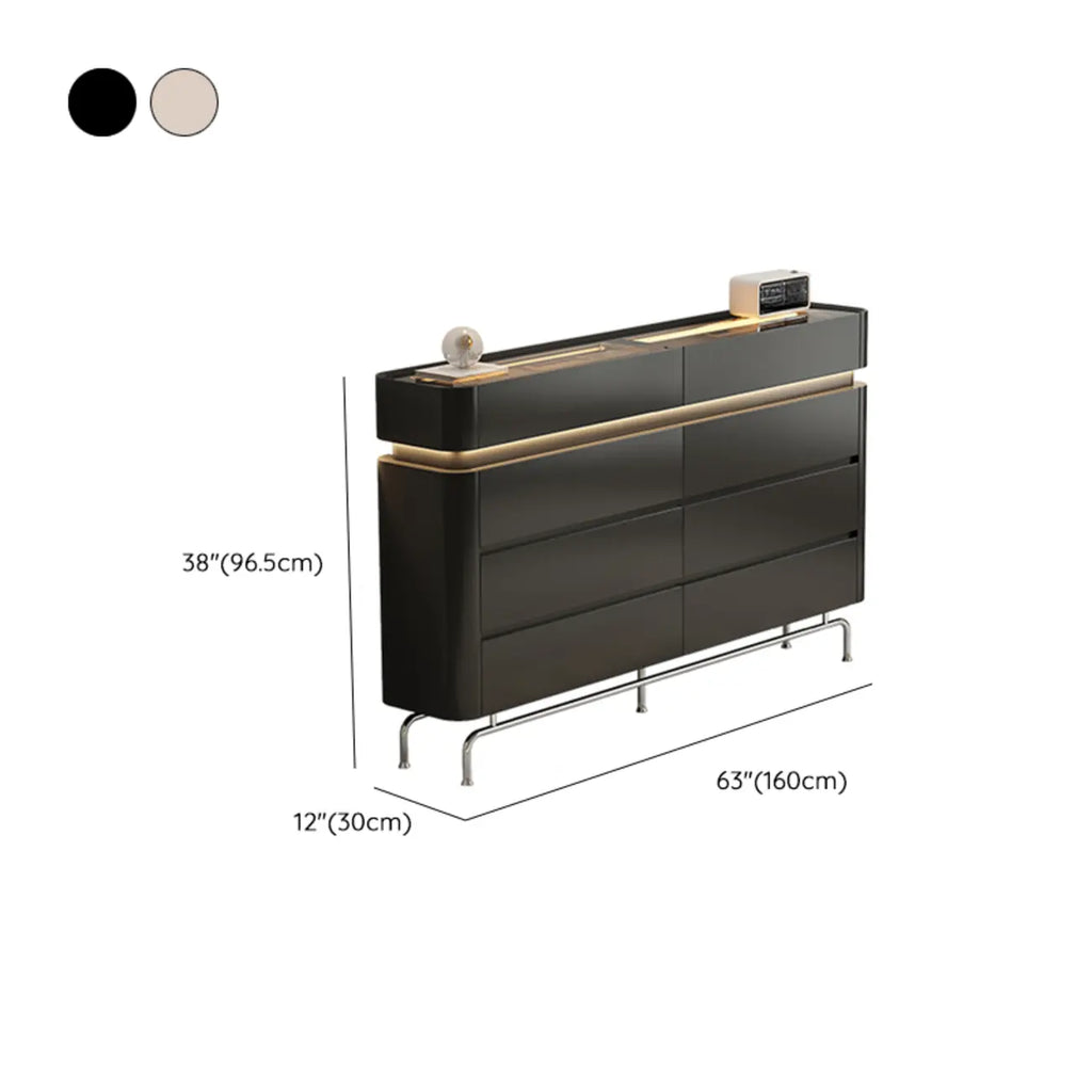 Commode double horizontale en bois couleur crème, éclairage inclus