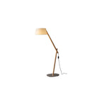 Lampadaire élégant en bois arqué avec abat-jour en tissu beige