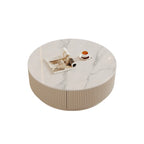 Table basse gigogne ronde moderne en bois avec 2 tiroirs