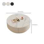 Table basse gigogne ronde moderne en bois avec 2 tiroirs