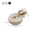 Table basse gigogne ronde moderne en bois avec 2 tiroirs