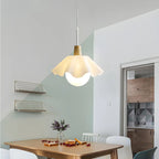 Suspension LED moderne en acrylique blanc à motif floral pour salon