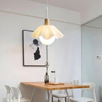 Suspension LED moderne en acrylique blanc à motif floral pour salon