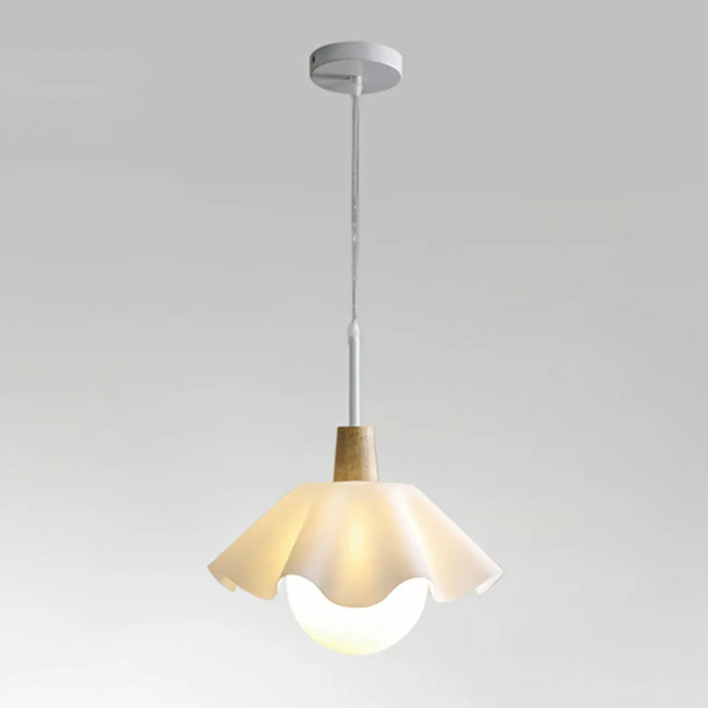 Suspension LED moderne en acrylique blanc à motif floral pour salon