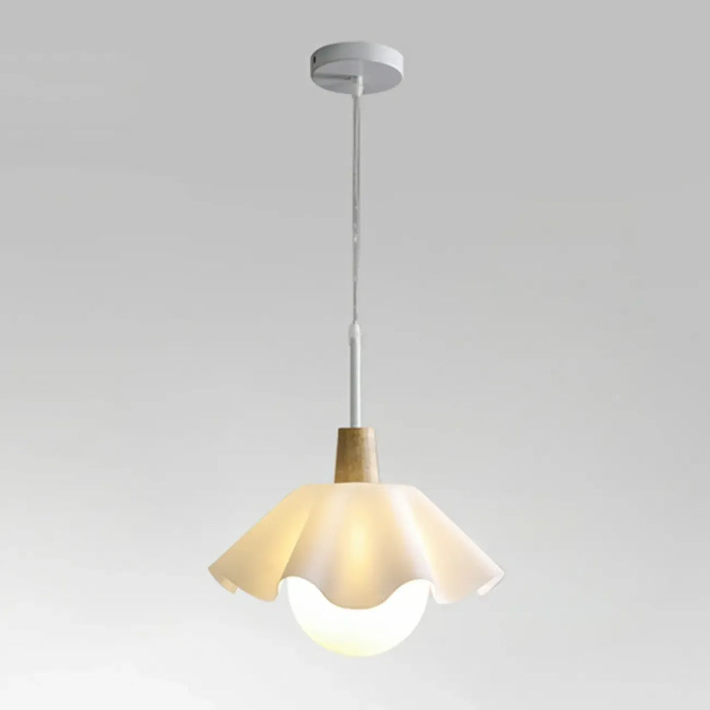 Suspension LED moderne en acrylique blanc à motif floral pour salon