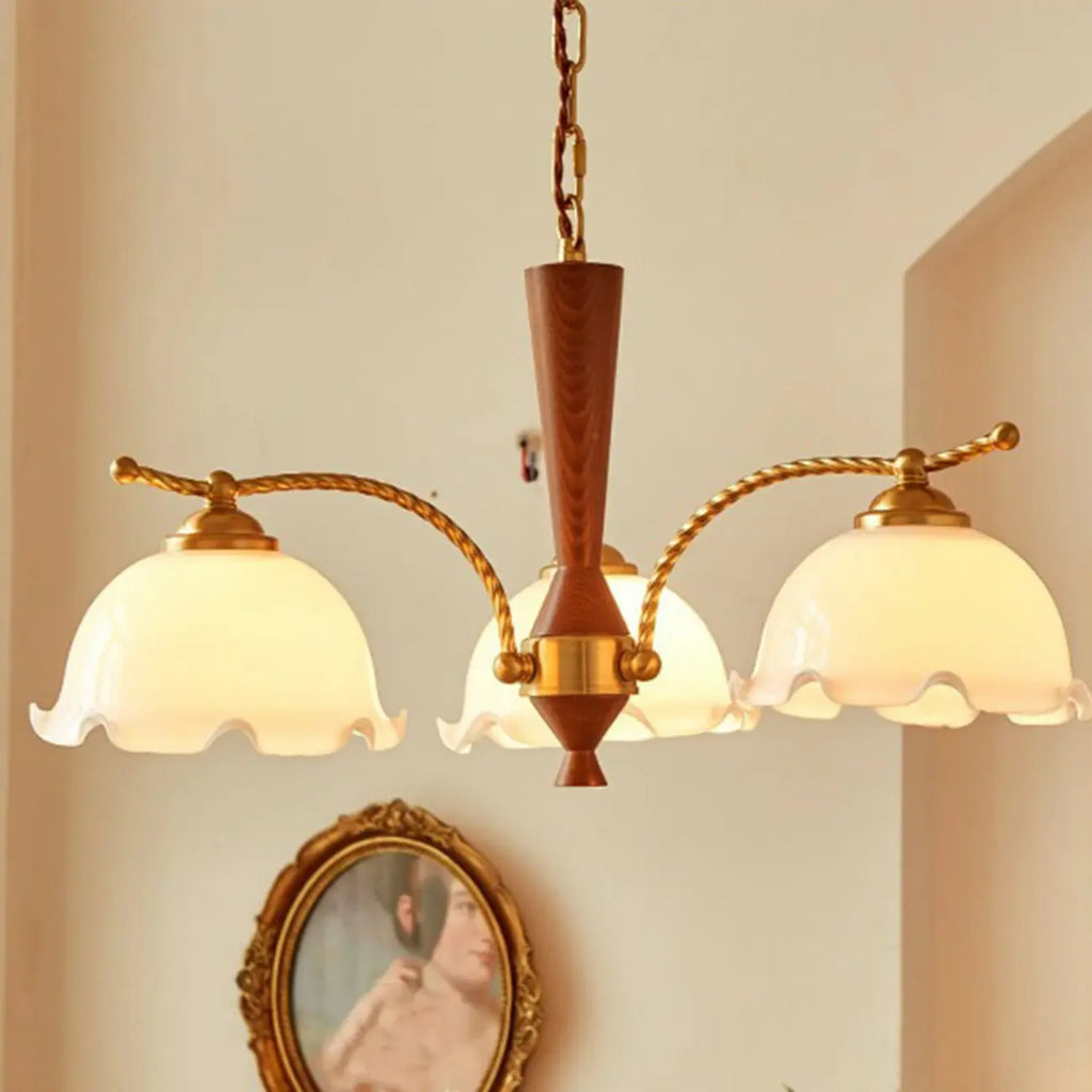 Lustre moderne blanc en forme de dôme à longueur ajustable