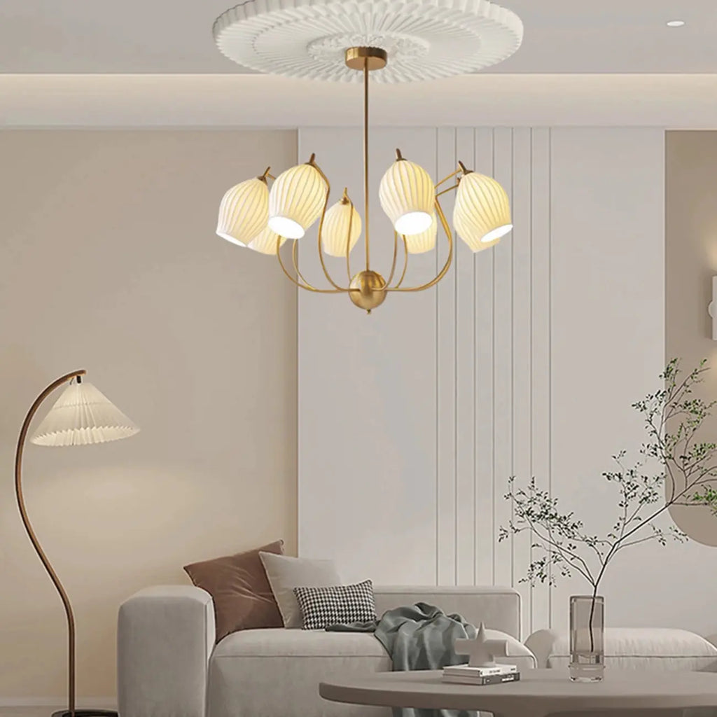 Lustre moderne et élégant en verre blanc pour salon