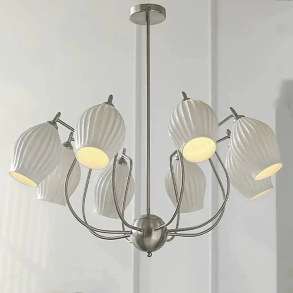 Lustre moderne et élégant en verre blanc pour salon