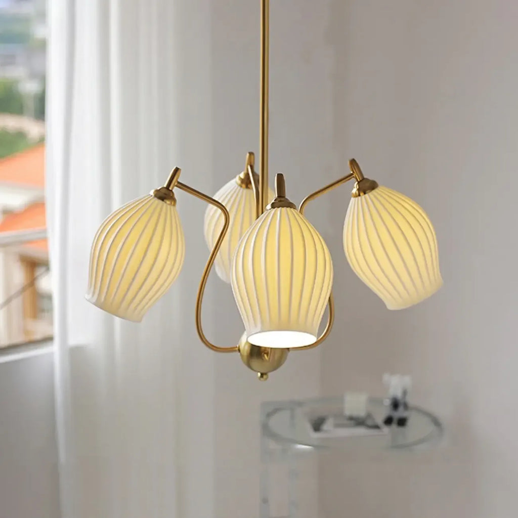 Lustre moderne et élégant en verre blanc pour salon