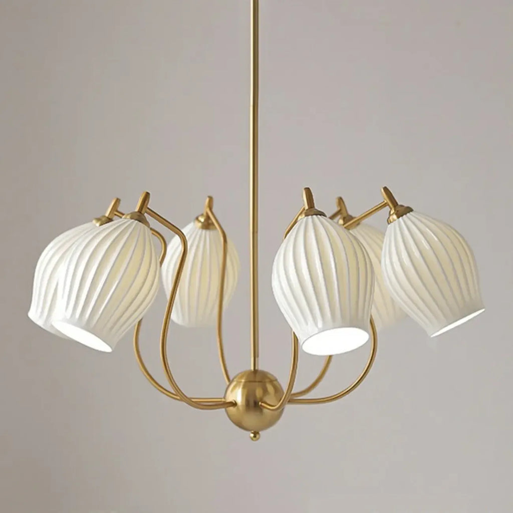 Lustre moderne et élégant en verre blanc pour salon