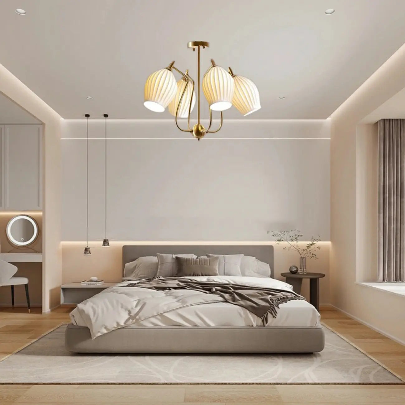 Lustre moderne et élégant en verre blanc pour salon