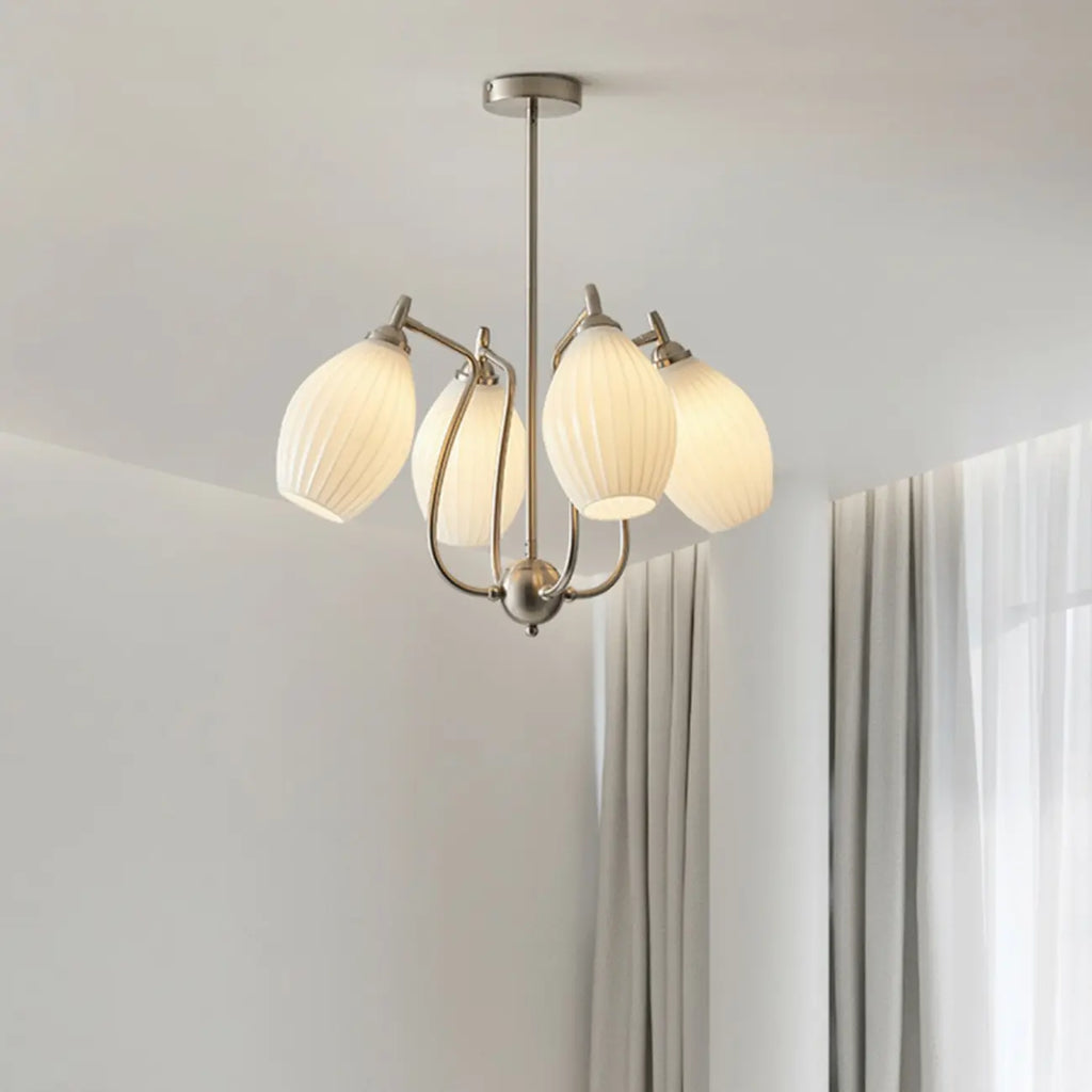 Lustre moderne et élégant en verre blanc pour salon