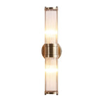Applique murale cylindrique moderne en laiton avec verre transparent pour chevet