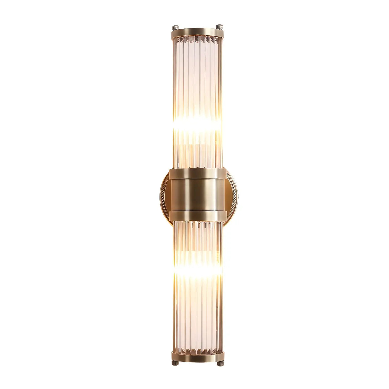 Applique murale cylindrique moderne en laiton avec verre transparent pour chevet