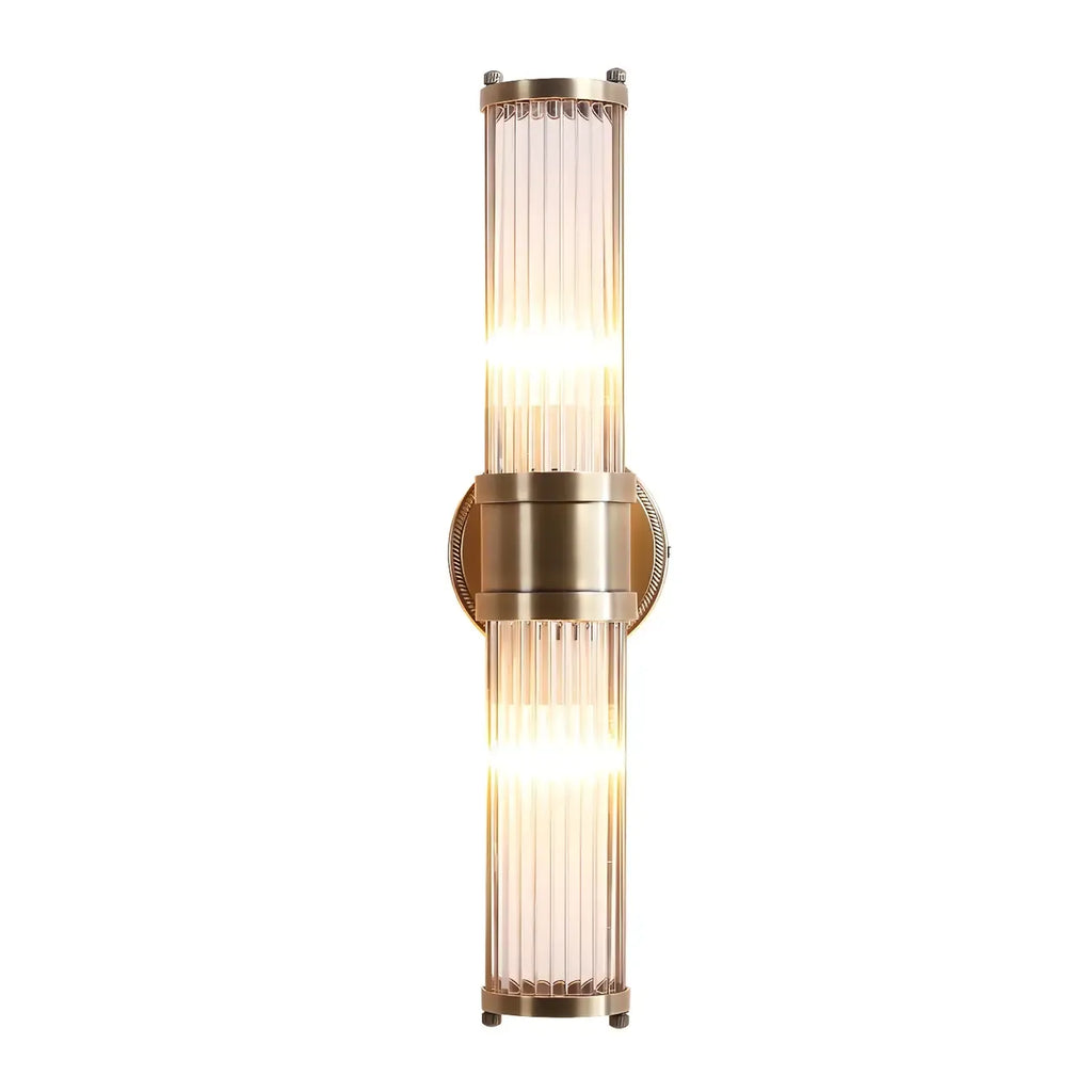 Applique murale cylindrique moderne en laiton avec verre transparent pour chevet