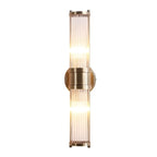 Applique murale cylindrique moderne en laiton avec verre transparent pour chevet