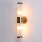 Applique murale cylindrique moderne en laiton avec verre transparent pour chevet