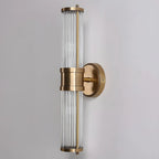 Applique murale cylindrique moderne en laiton avec verre transparent pour chevet