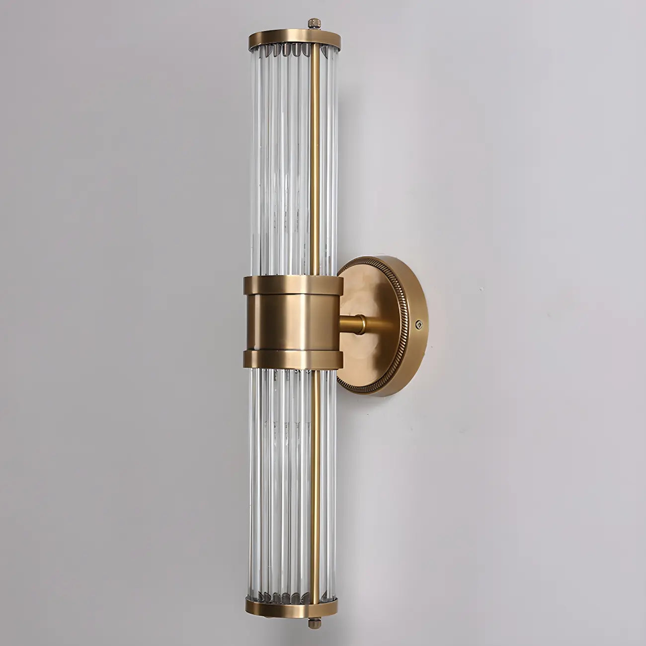 Applique murale cylindrique moderne en laiton avec verre transparent pour chevet
