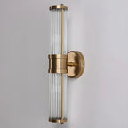 Applique murale cylindrique moderne en laiton avec verre transparent pour chevet