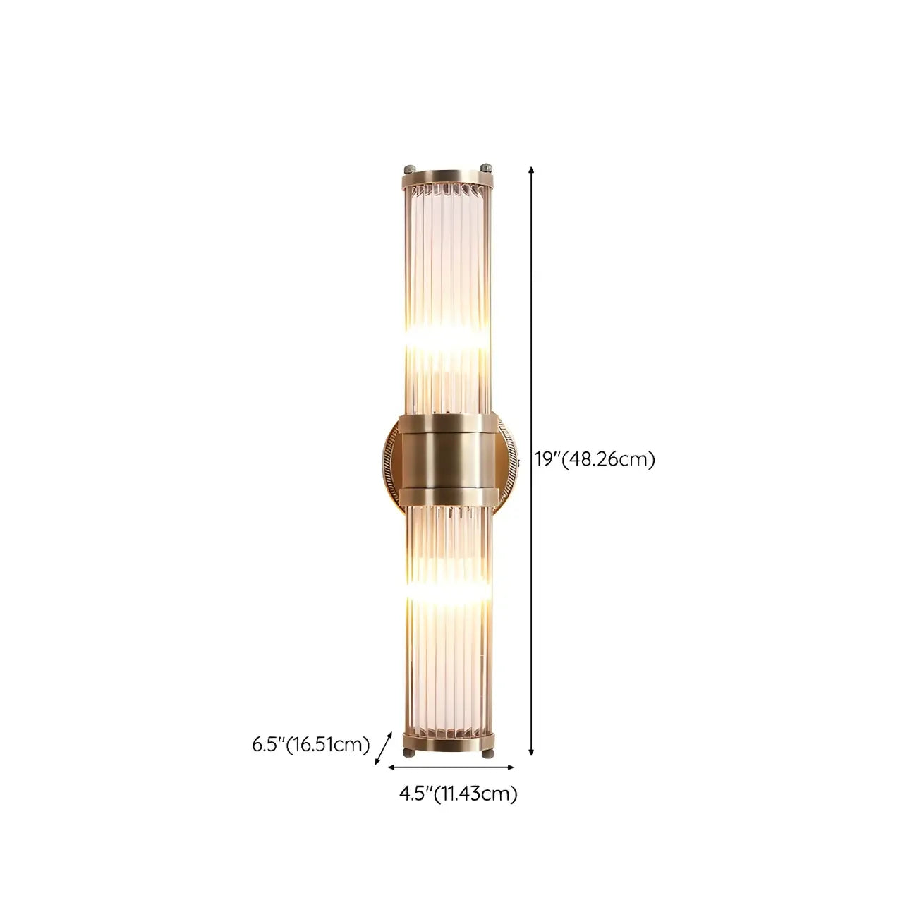 Applique murale cylindrique moderne en laiton avec verre transparent pour chevet