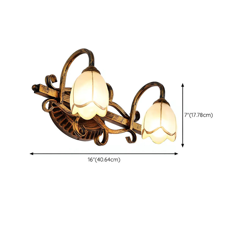 Applique murale romantique en laiton à 3 têtes avec motif floral pour la décoration de chambre