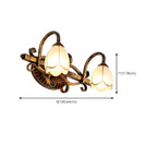 Applique murale romantique en laiton à 3 têtes avec motif floral pour la décoration de chambre