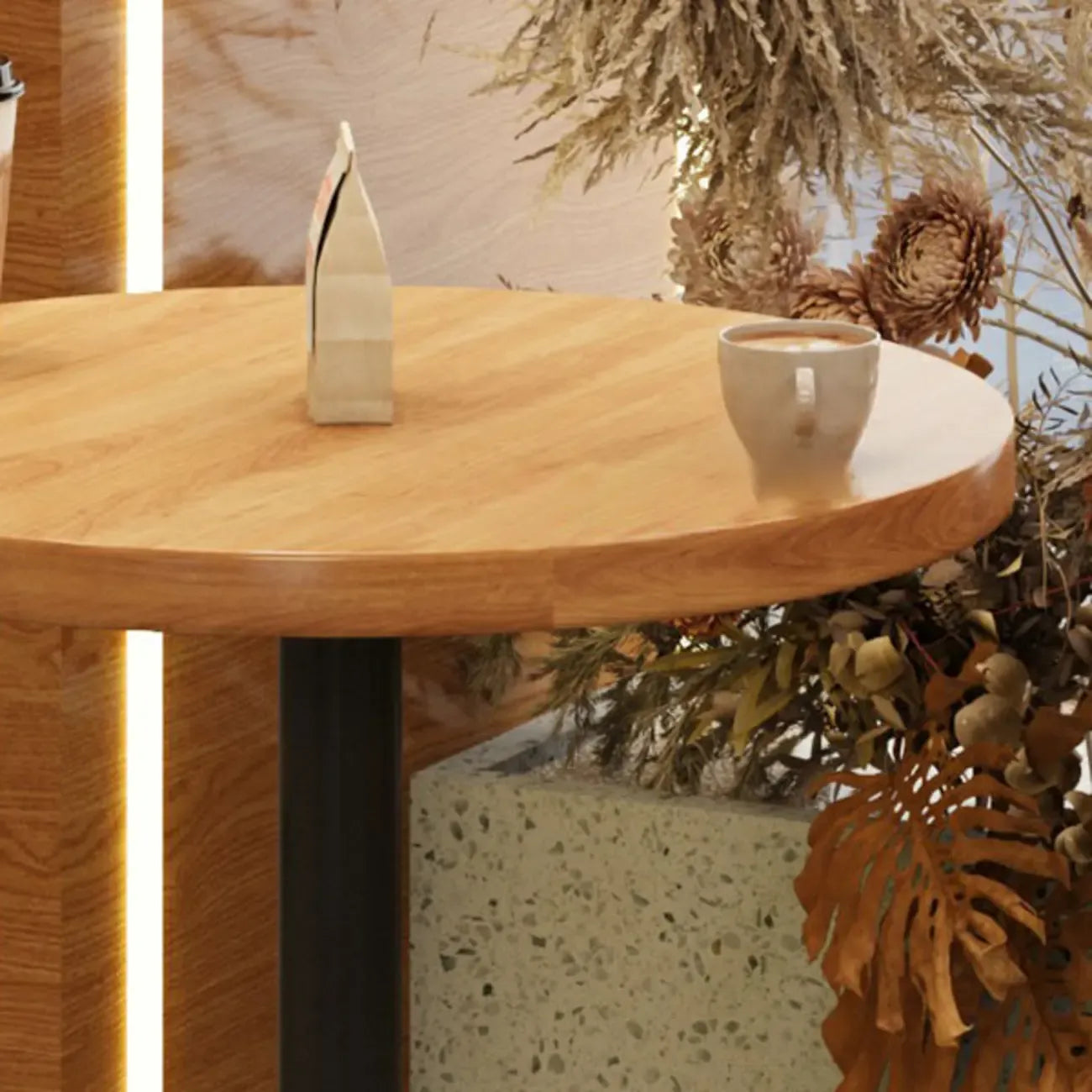Ensemble bar Cosmopolitan en bois clair avec table ronde