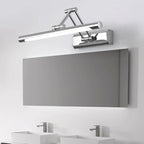 Applique murale LED tubulaire argentée moderne et réglable pour salle de bain