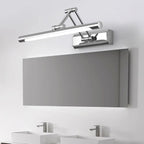 Applique murale LED tubulaire argentée moderne et réglable pour salle de bain
