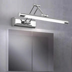 Applique murale LED tubulaire argentée moderne et réglable pour salle de bain