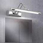 Applique murale LED tubulaire argentée moderne et réglable pour salle de bain