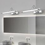 Applique murale LED tubulaire argentée moderne et réglable pour salle de bain