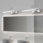 Applique murale LED tubulaire argentée moderne et réglable pour salle de bain