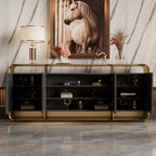 Buffet glamour en métal et bois avec étagères